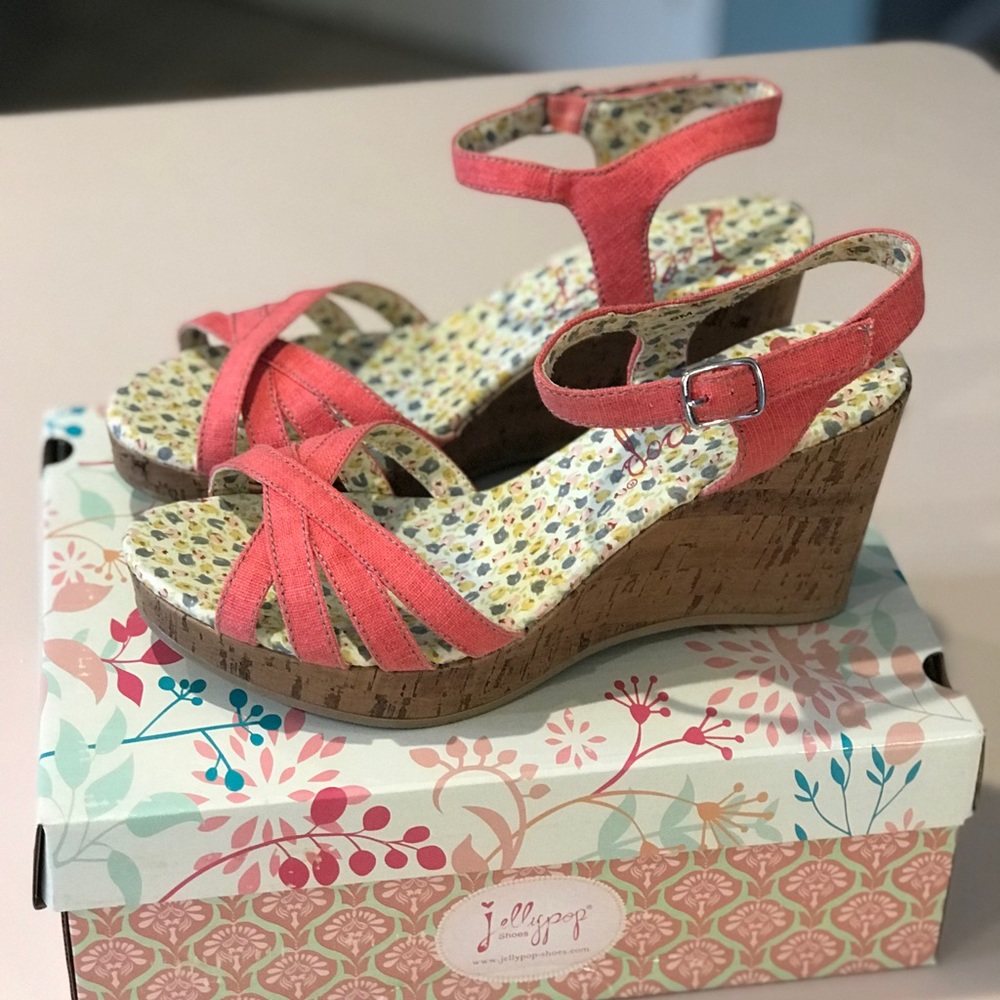 Pink wedge sandals
